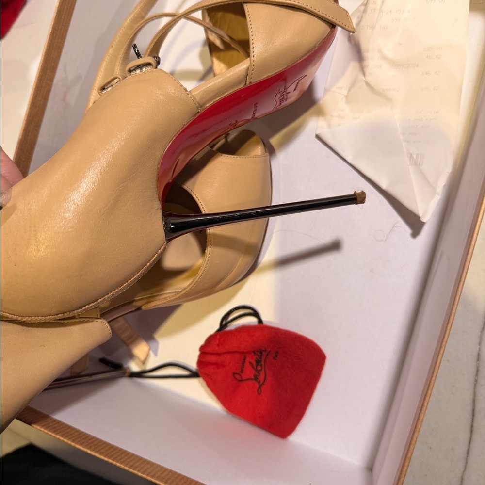Christian Louboutin Beige Heels with Red Soles